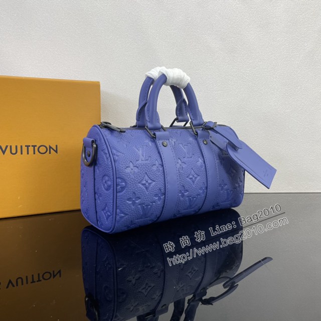 Lv路易威登2023專櫃新款Keepall Bandoulière25手袋 LV壓紋Taurillon皮革手提肩背男包 M23163 ydh5206